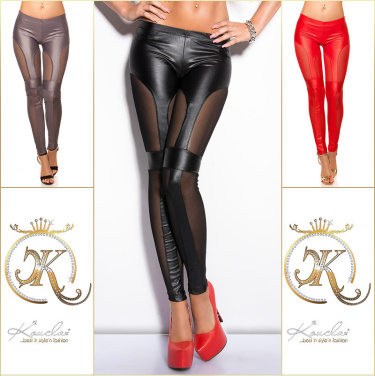 Sexy KouCla leggings with net-applications Red